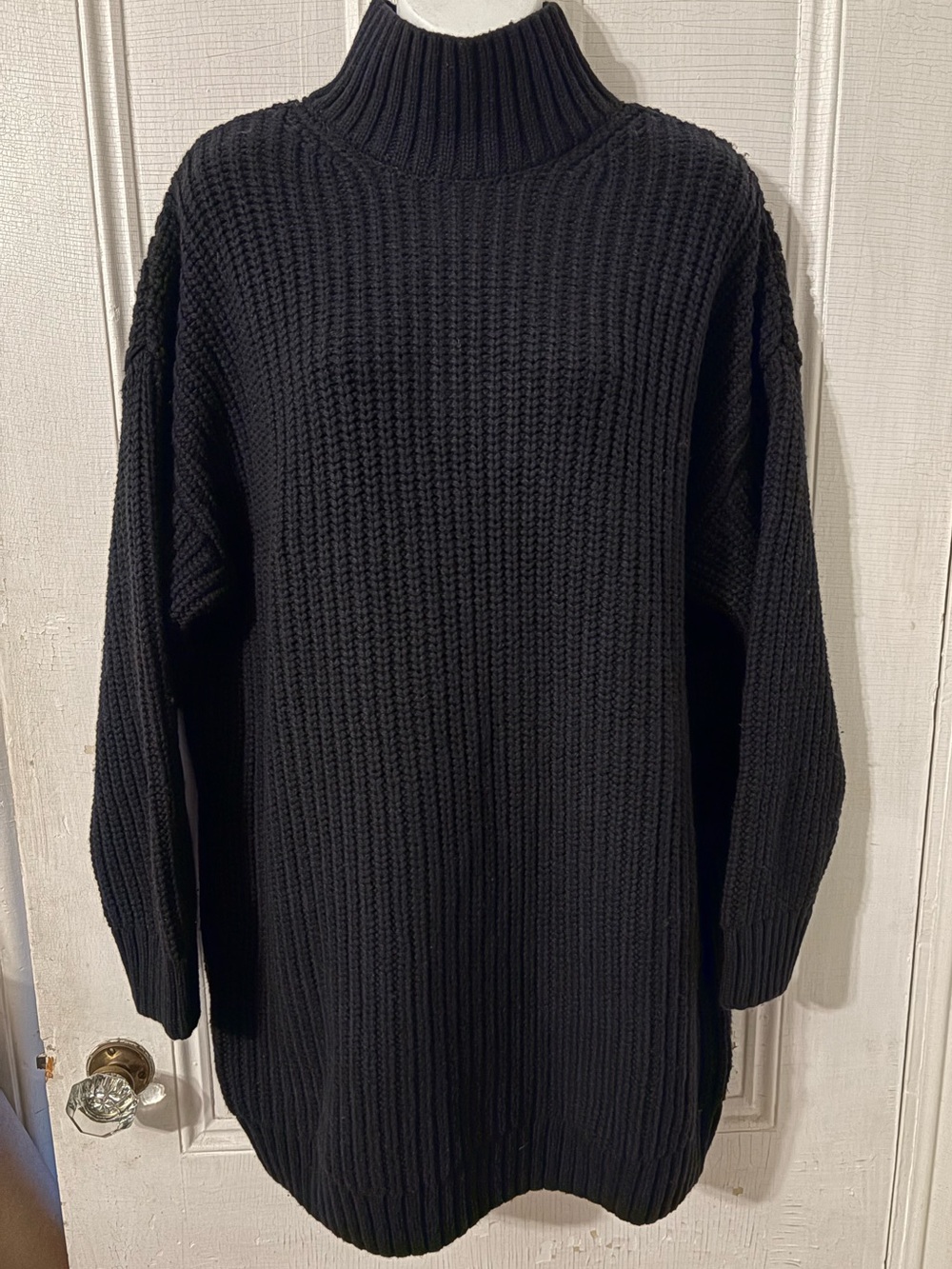 GAP cotton wool NWT oversized chunky black turtleneck sweater tunic size S